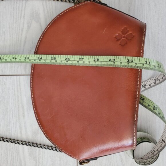Patricia Nash Tan Italian Leather boho Chainlink Crossbody Rustic Bag - Picture 4 of 7